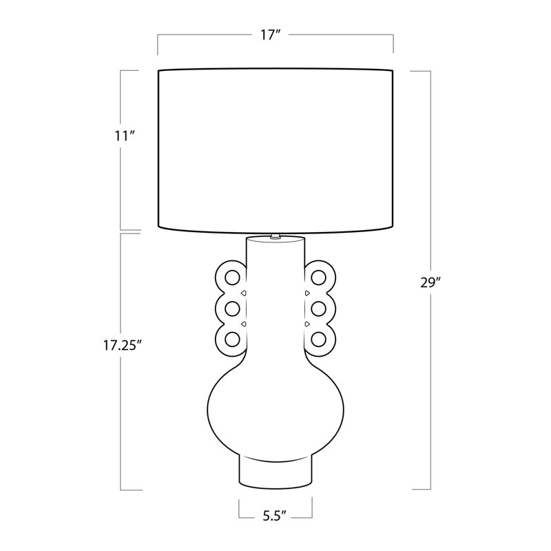 Chandra Metal Table Lamp; Dimensions 17W x 29H x 17D; Uses One Maximum 150 Watt E26 Base Bulb (Not Included)