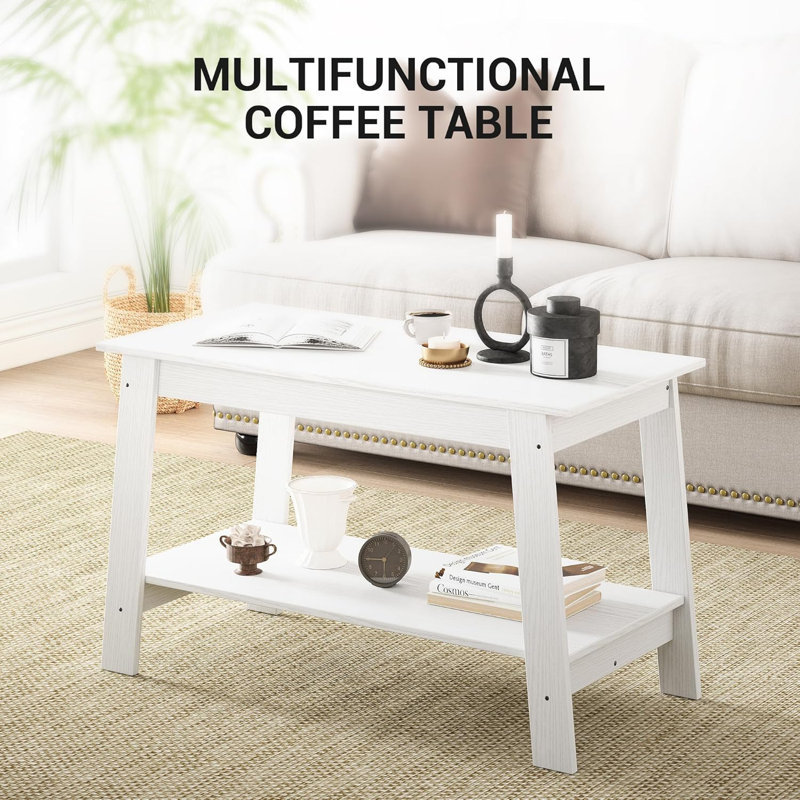 31.5 Inch Coffee Table with 2-Tier Storage, Modern Industrial Rectangular Living Room Table, Compact MDF & Particle Board Build, Durable & Easy Assembly, Ideal for Apartments & Offices