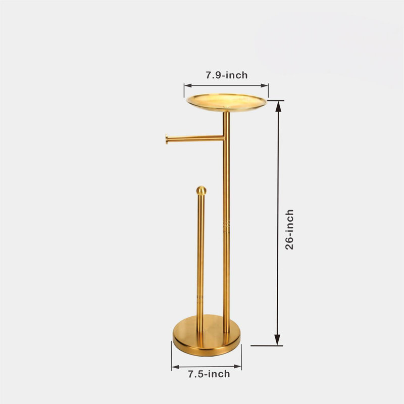 Support pour papier hygiénique avec tablette pour téléphone, support autoportant en or, 5 rouleaux, acier inoxydable (doré)