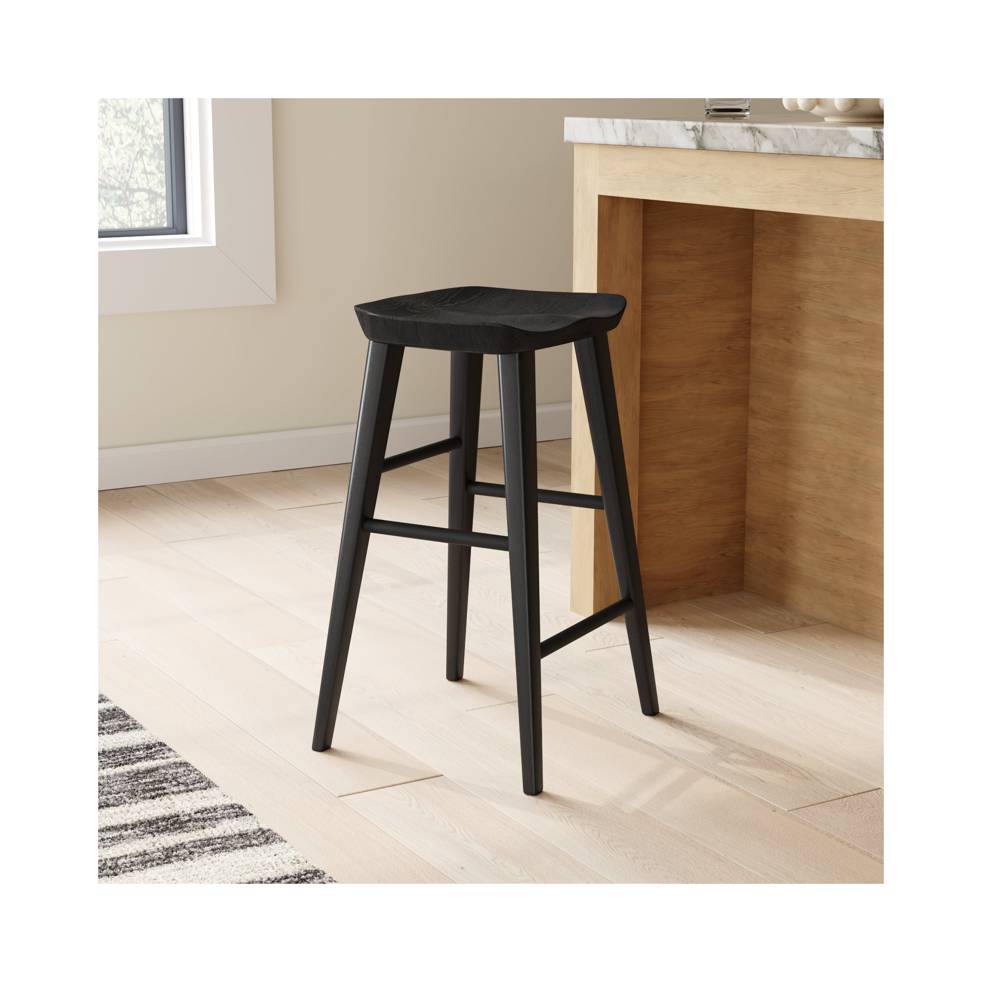 Anzie Bar & Counter Stool, Counter Stool (25.8" Seat Height), Black