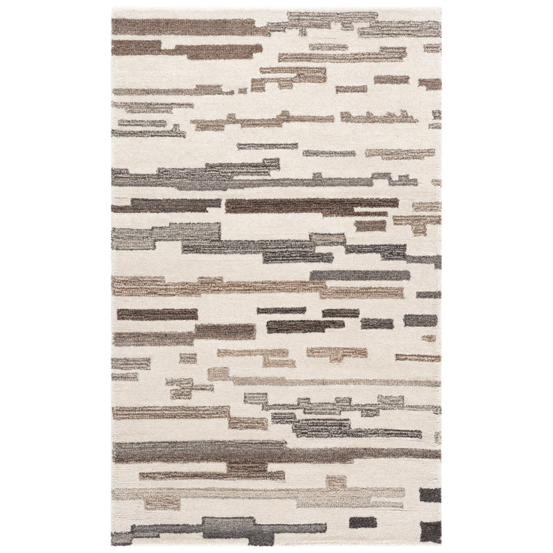 Kebbie Hand Tufted Wool Pile Abstract Rug, Rectangle 3' x 5'