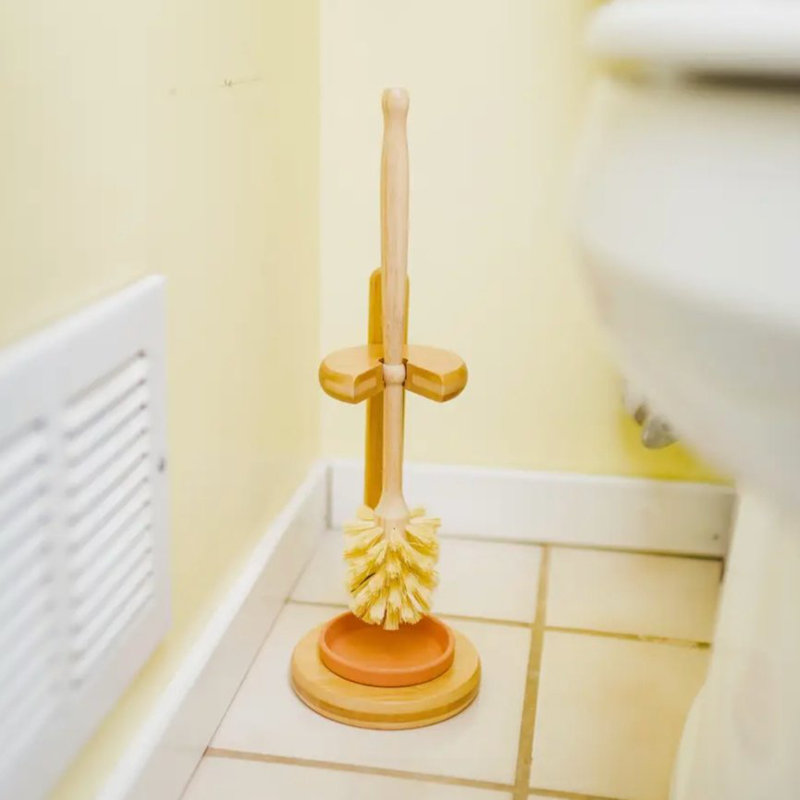 Brosse et support de toilette en bambou  