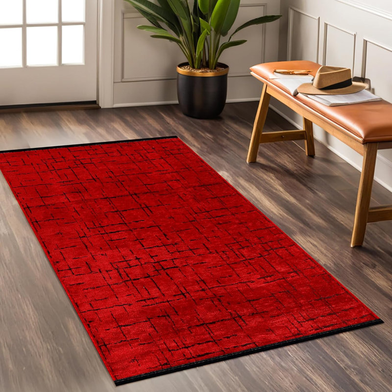 Non Slip Area Rug Low Pile Bedroom Rugs Machine Washable Floor Mat Living Room Carpet - NT0201, Rectangle 80 x 150 cm