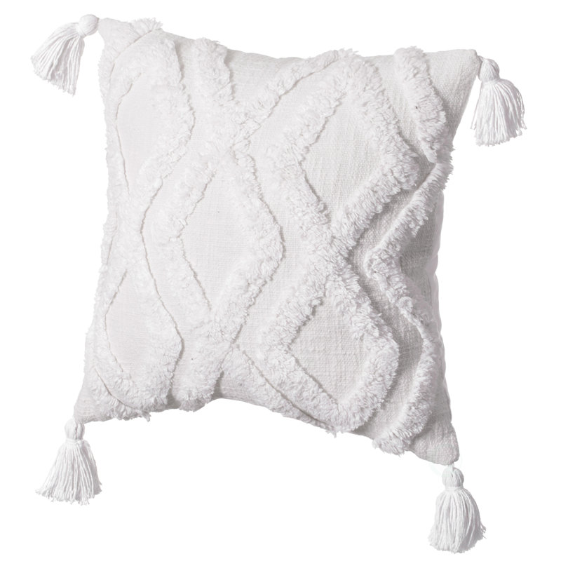 Handwoven Cotton Euro Throw Pillow with Tassel Corners