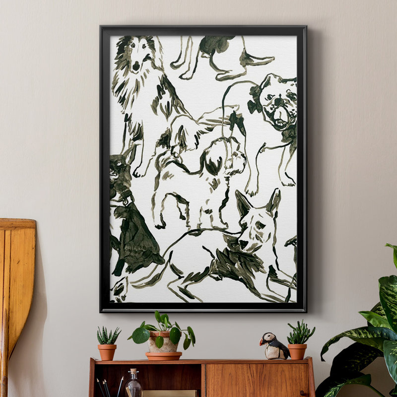«Canine Collage I», impression sur papier, Noir, H 24,5 po x l 18,5 po x P 1 po
