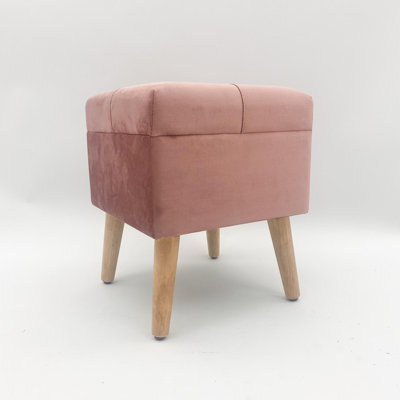 Bourquin 33cm Wide Velvet Tufted Square Footstool Ottoman with Storage