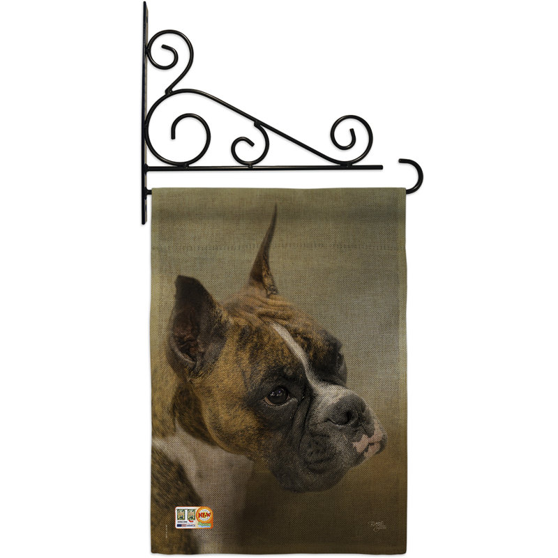 Boxer 2 côtés en toile jute 19 x 13 po drapeau de jardin