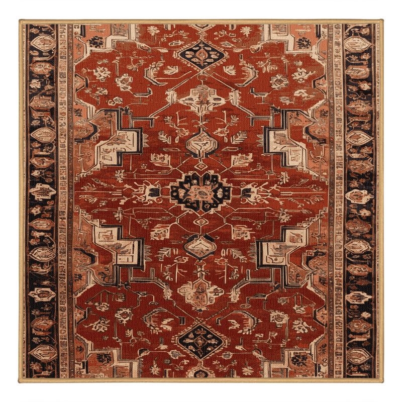 Tapis brun lavable à la machine, Carré 5 pi