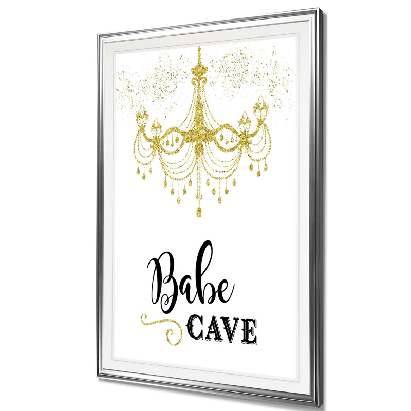 « bébé cave », art textuel, H 24 po x l 20 po x P 1,5 po, Cadre argenté