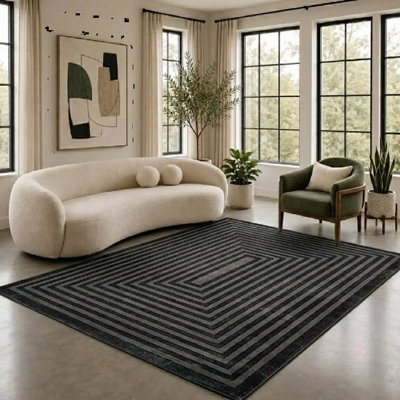 Striped Flokati Area Rug