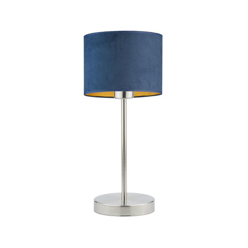 Letina Metal Desk Lamp, Brushed Steel, Navy/Gold