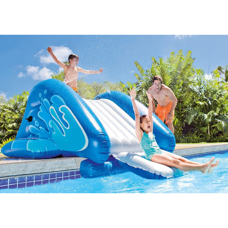Blue and White Inflatable Vinyl Water Slide