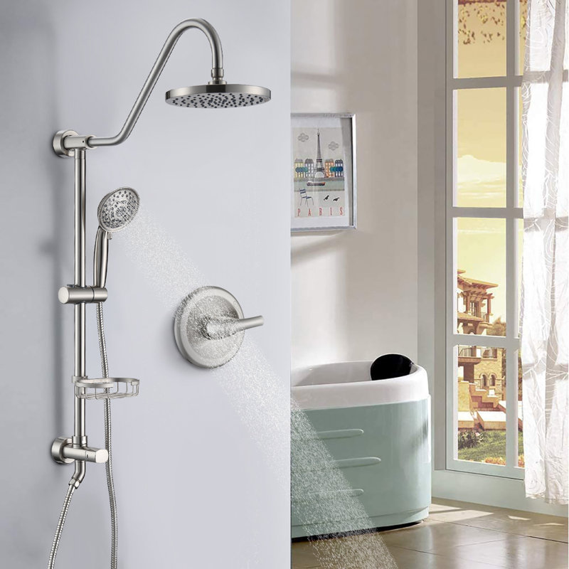 Système de douche complet avec valve brute, Nickel brossé