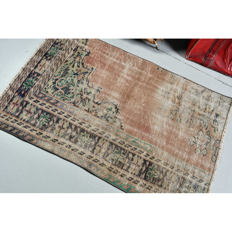 Small Turkish Vintage Home Decor Brown Bohemian Door Mat for Outdoor Use and a Perfect Gift