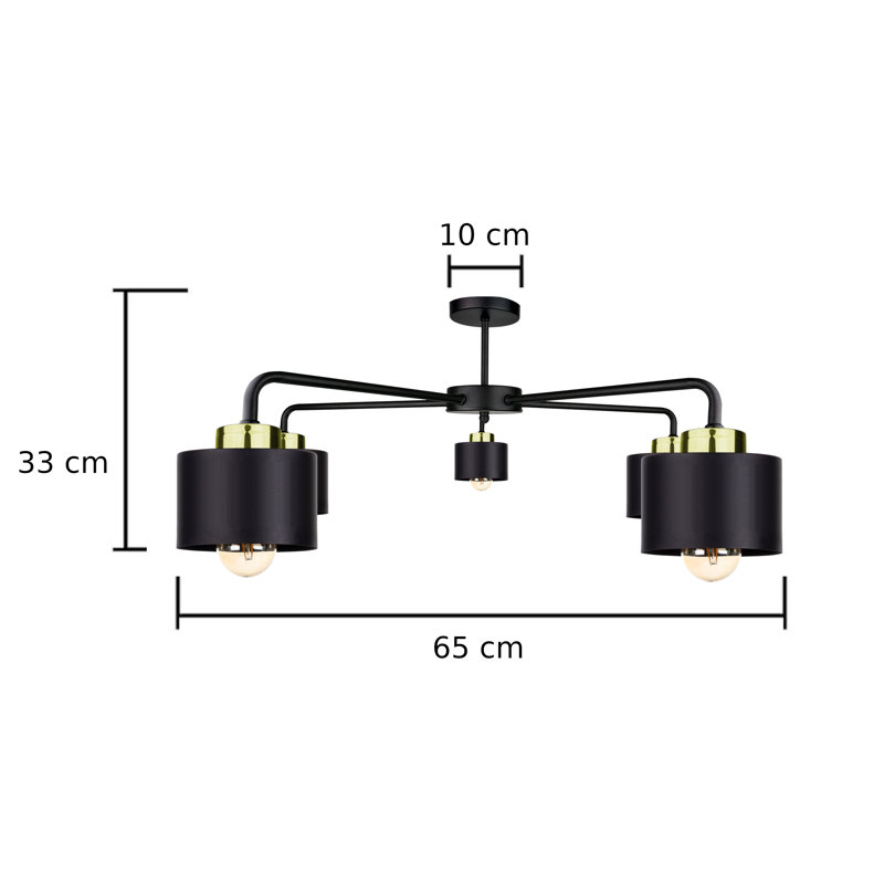 Joaquina Flush Mount, Black/Gold, Black