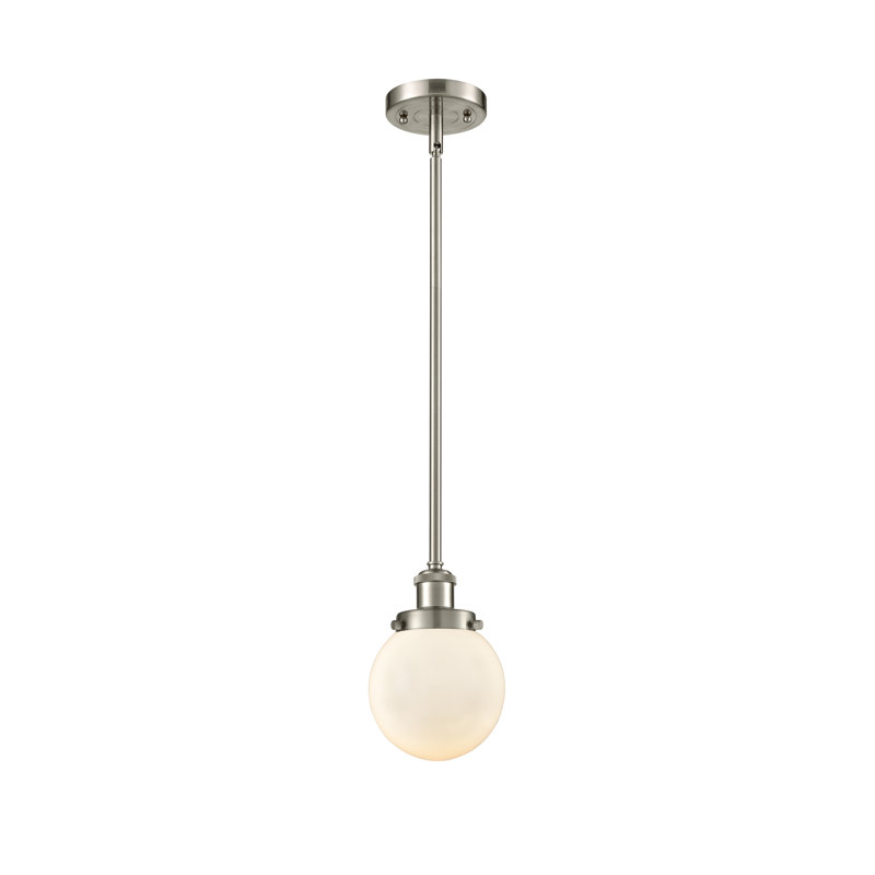 Luminaire suspendu sphère 1 lumière Chippewa, Nickel satiné brossé, Ampoule non incluse, Blanc mat