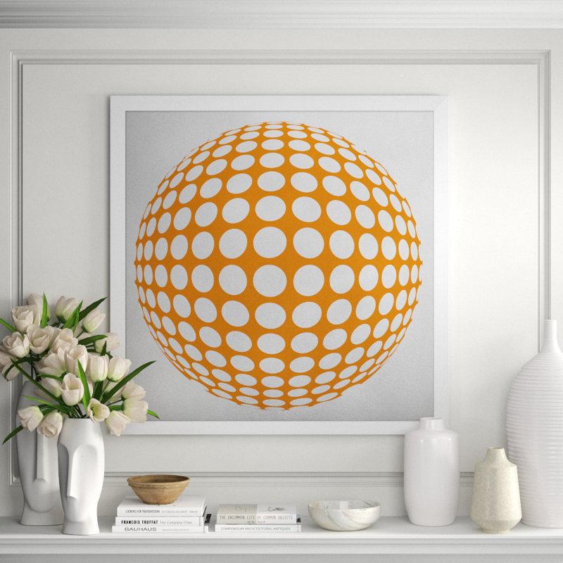 Silver Leaf Graphic Orange' Framed Graphic Art Print