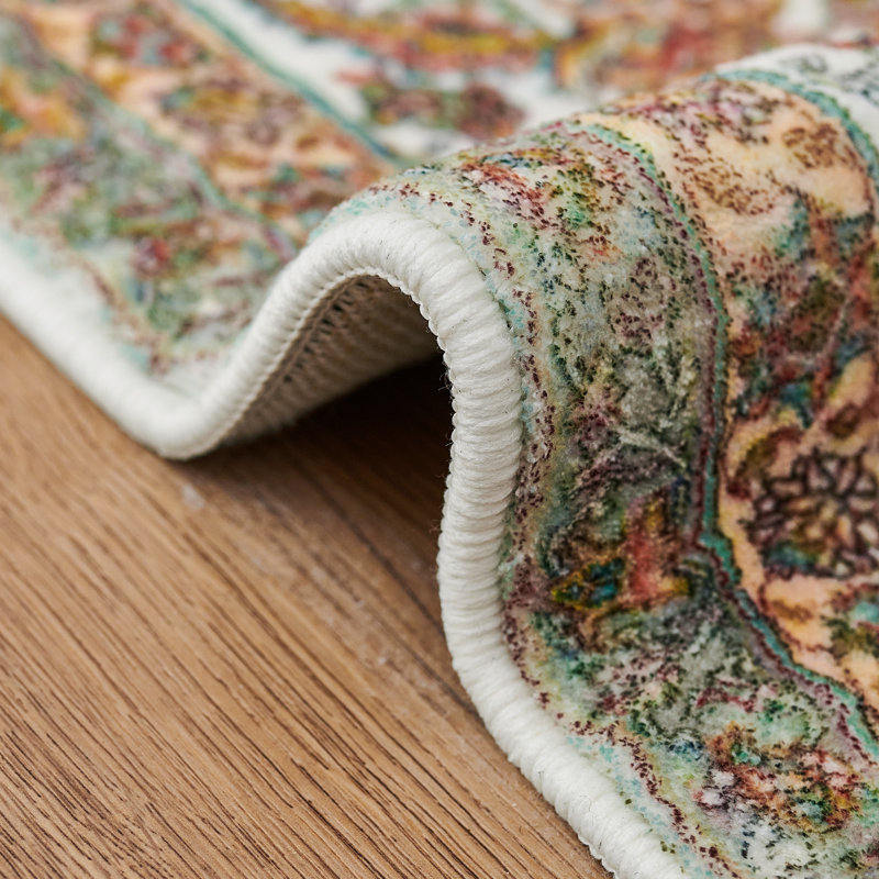  Tapis à motif floral lavable Shokesh, Rectangle de 5 pi x 8 pi