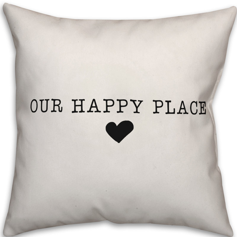 Textual Outdoor Throw Pillow, 20" H x 20" W, Off White/Black