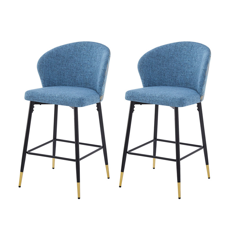 Tabourets de bar à hauteur de comptoir, 2 unités, housse bleue, structure en métal, coussin rembourré de mousse, siège d'une hauteur de 28 po, 2 couverts pour la cuisine et la salle à manger, base, espace