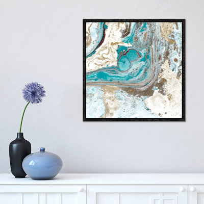 Turquoise I 1 Piece Single Picture Frame and Floater Frame Wall Art on Canvas