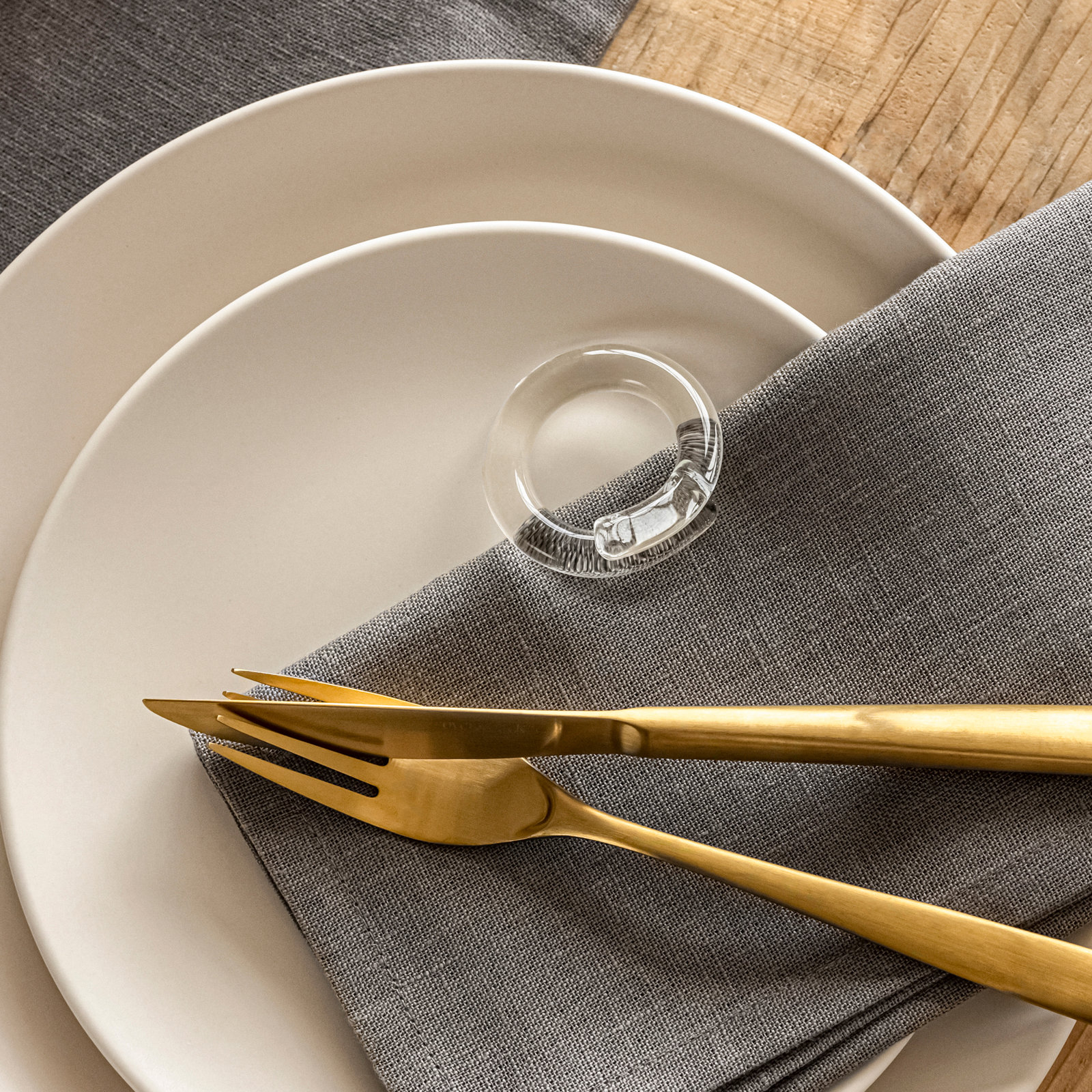 Over and Back Glass Napkin Rings, Clear