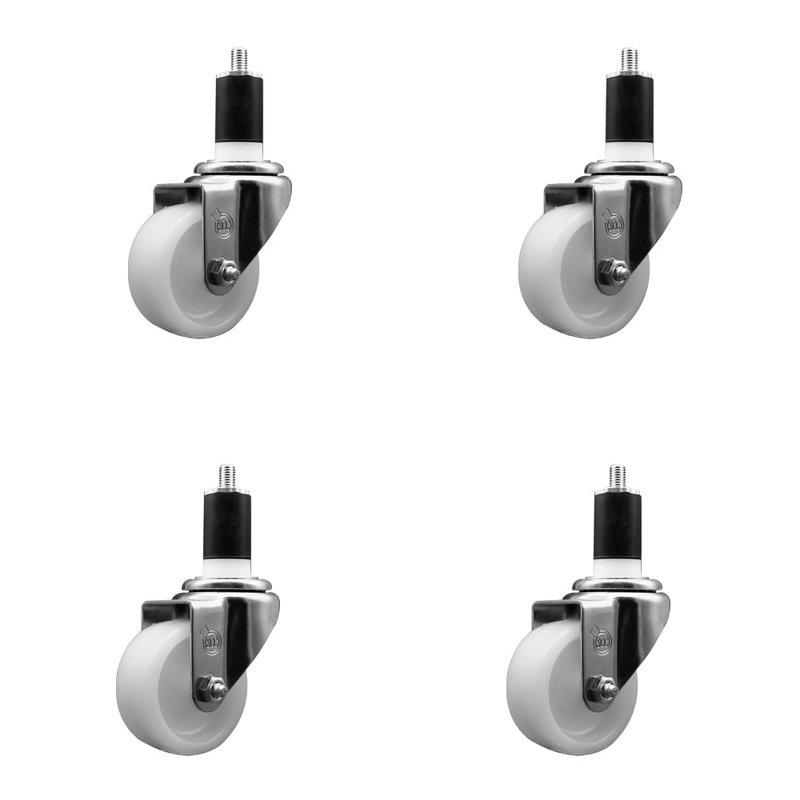 3 Inch Nylon Wheel Swivel 1-1/2 Inch Expanding Stem Caster Set SCC