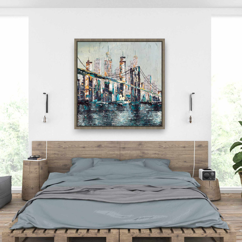 Abstract and Texturized Bridge - Contemporary Framed Canvas
