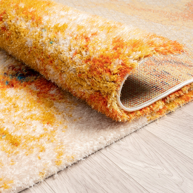 Abstract Area Rug in Beige, Rectangle 7'7" x 9'7"
