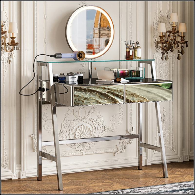 Bureau de coiffeuse à maquillage chic avec fonctions multiples pour la chambre à coucher