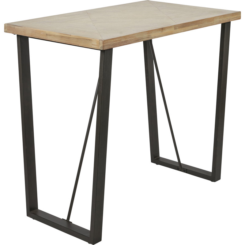 Acacia Solid Wood Top Metal Base Dining Table