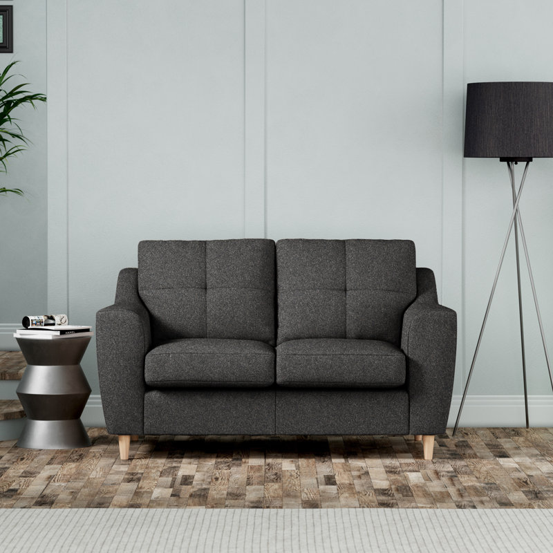 Espitia 2 Seater Polyester Tufted Sofa, Charcoal, 2