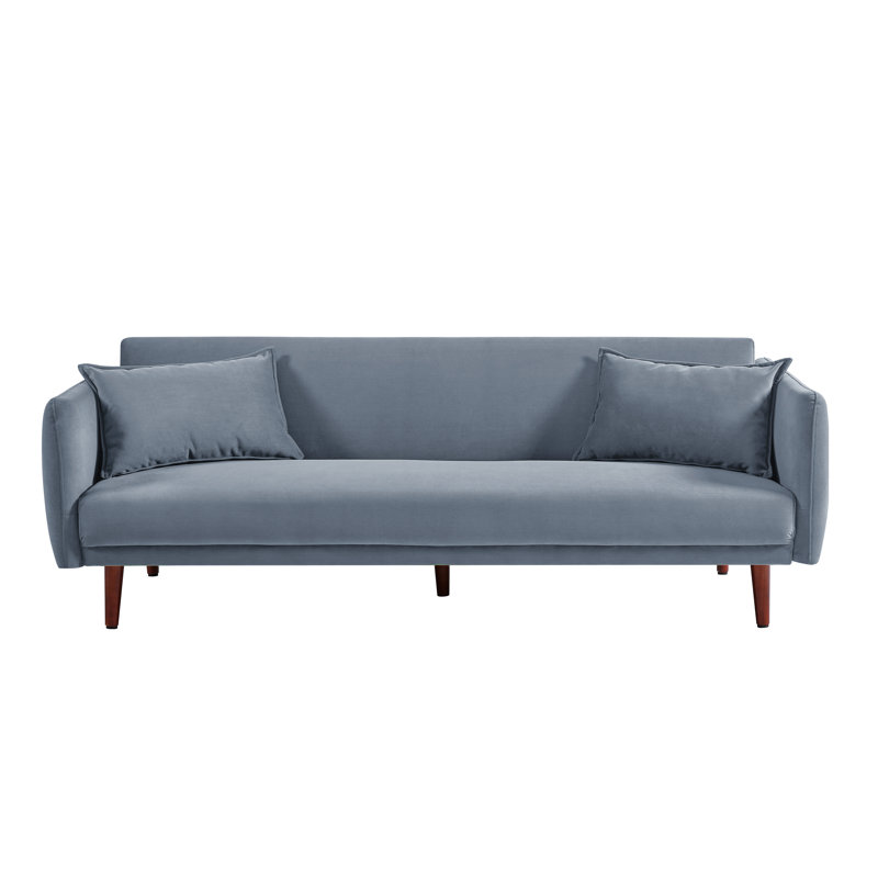 Ebern Designs77'' Velvet Sofa Bed, Baby Blue