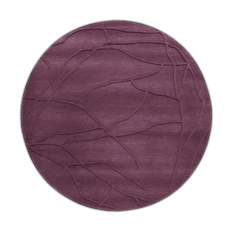 Tapis brun abstrait intérieur et extérieur, Rond 5 pi