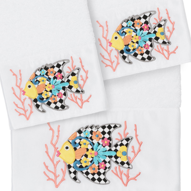 Ensemble de serviettes en coton turc 3 pièces FELIZ, Blanc