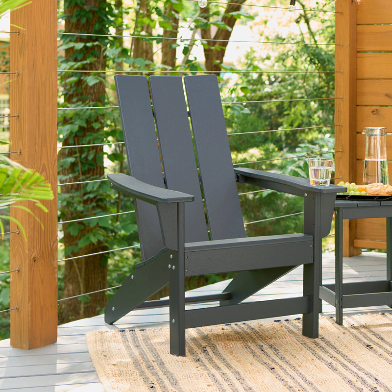Meridian All-Weather Modern HDPE Adirondack Chair, Gray