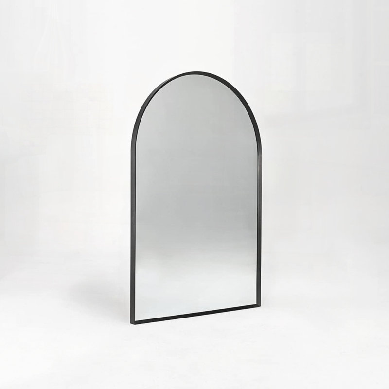 20x30 Inch Metal Framed Arched Bathrrom Mirror for Wall, Black, 30" x 20"