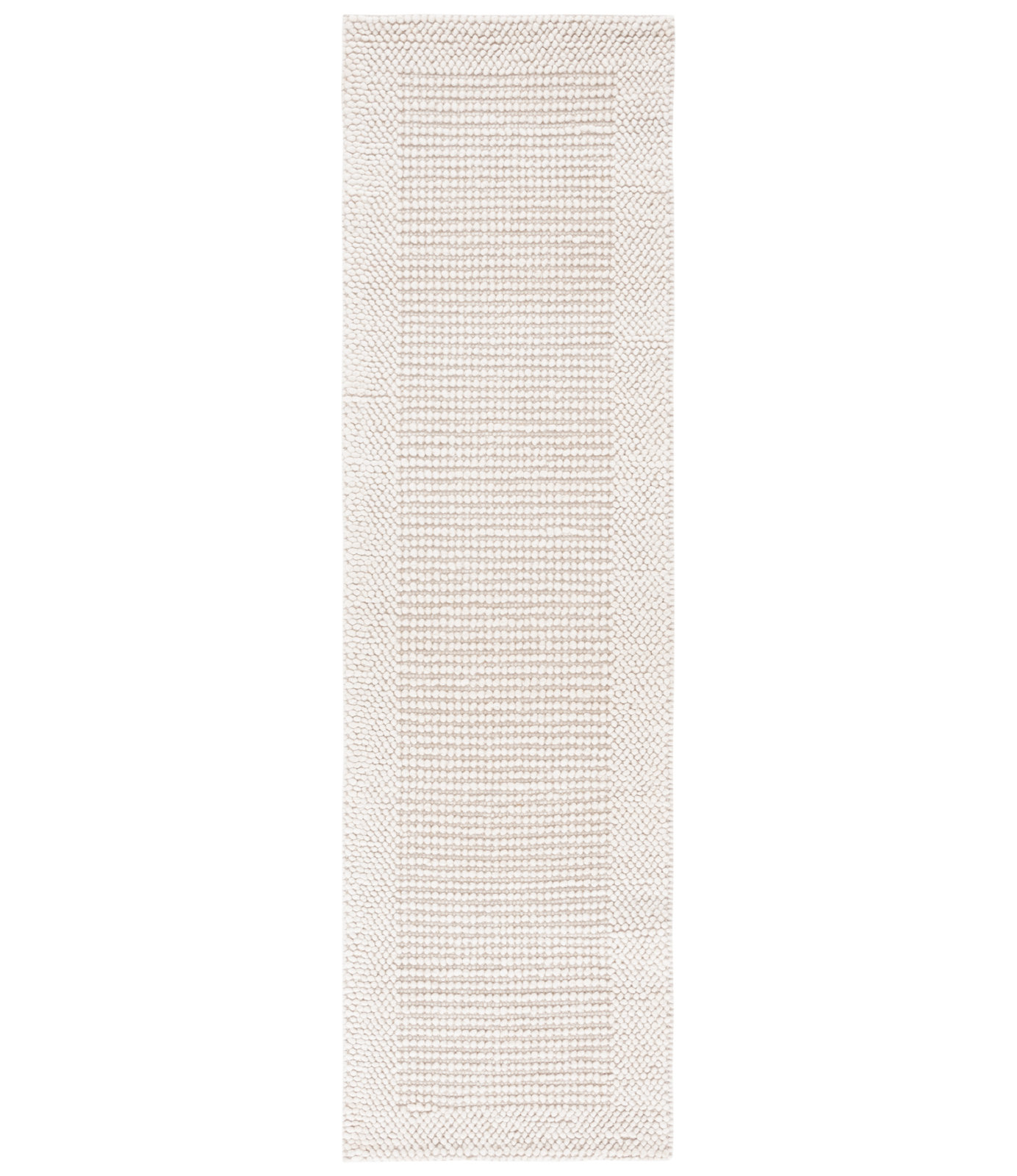 Burdick Ivory Beige Hand-Woven Wool Rug, Runner 2'3" x 7'