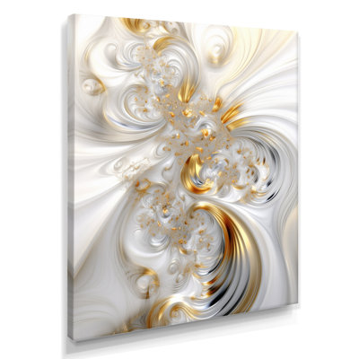 Whirling River Dynamics Gold And White II - Abstract Spirals Wall Art