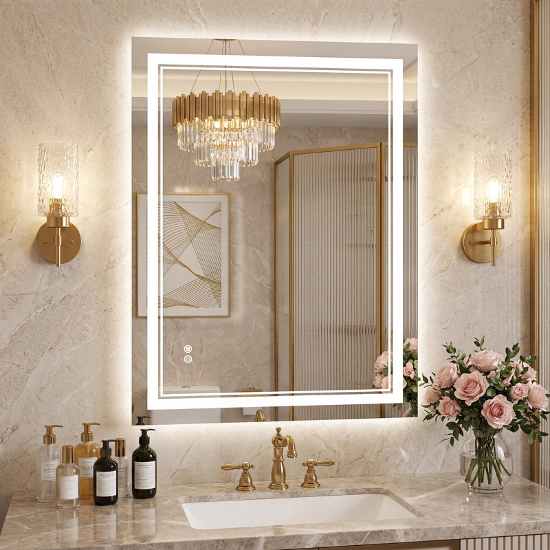 Miroir de salle de bain à DEL avec miroir de salle de bain, 28" x 20"