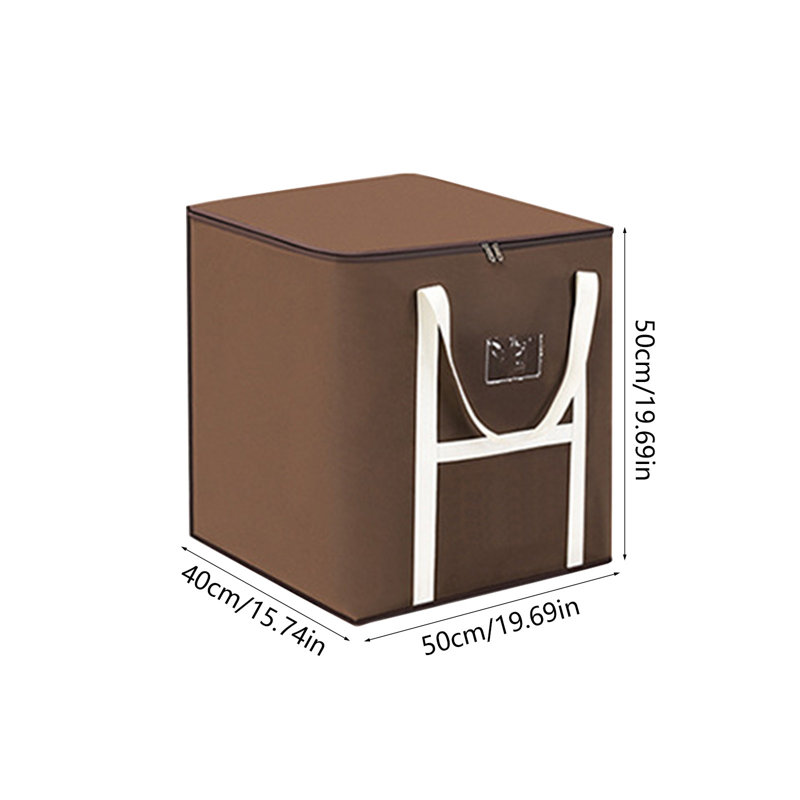  Storage Bins with Lids, Clothes Storage Boxes Packing Moving Bags with Zippers and Reinforced Handles, Storage Basket Containers for Blanket, Comforter, Pillow, Bedding (Brown, L)
