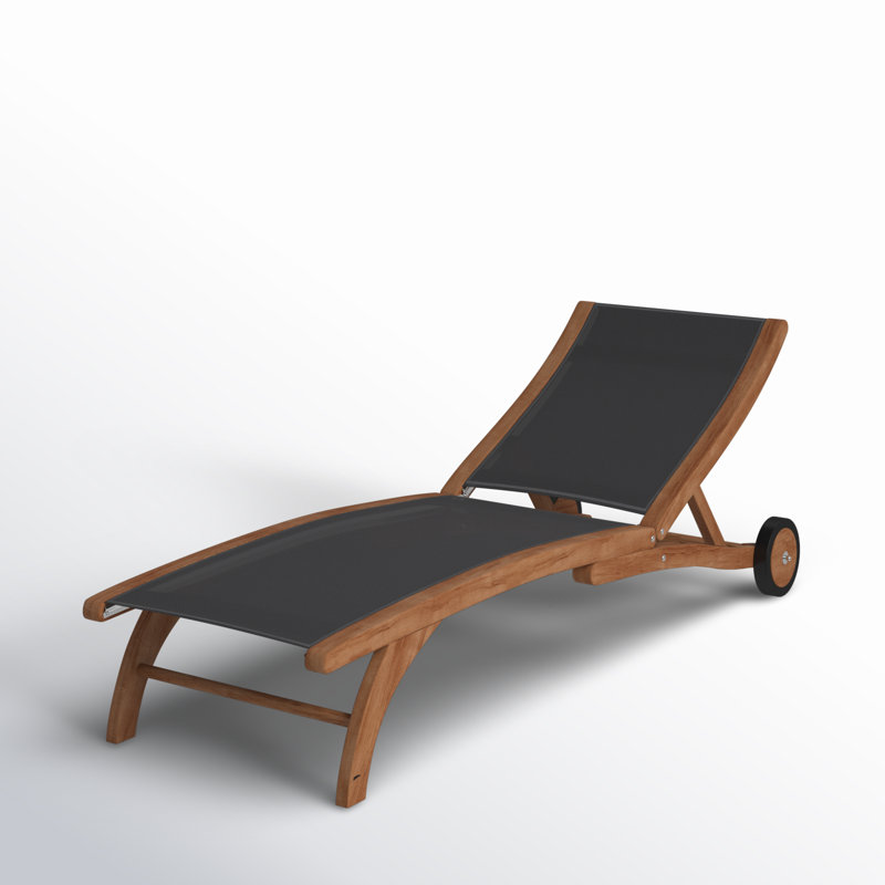 Outdoor Teak Chaise Lounge, Black