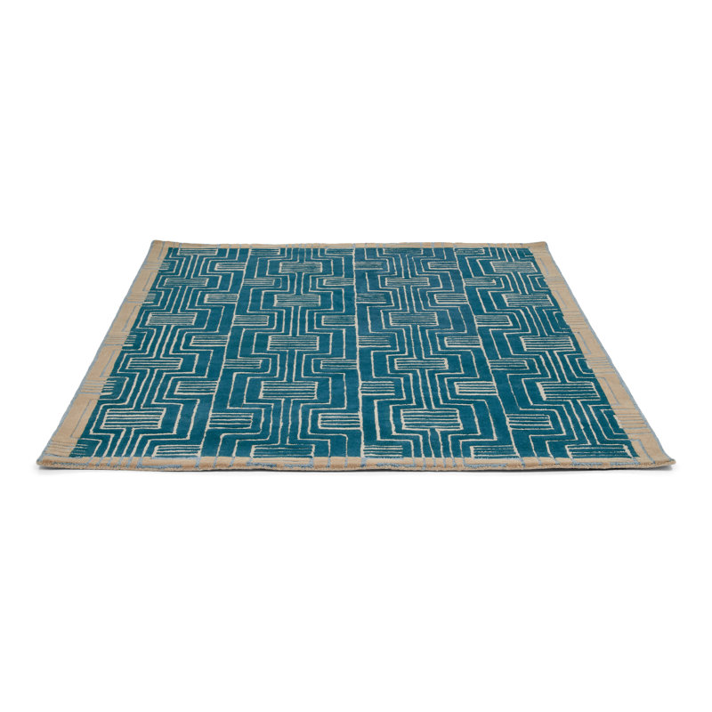 Hand Tufted Geometric Area Rug in Green, Rectangle 8'2" x 11'6"