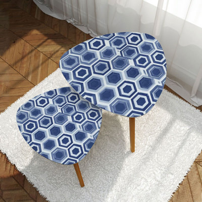 Triangle Nesting Coffee Table Set of 2 white End Table Modern Minimalist Side Table Set for Living Room Bedroom by Corrigan Studio