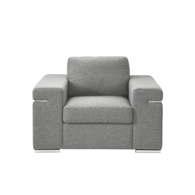 Fauteuil de qualité en gris, bois franc, 46,28 po Largeur, chaise distinctive en bois franc, hauteur du produit 31,06
