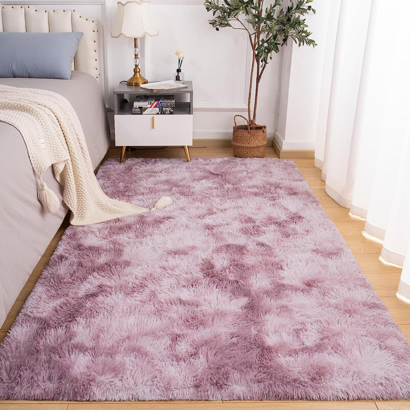 Tapis velours à poils longs Tie-Dye Luxury, Rose-mauve, 5 pi x 8 pi