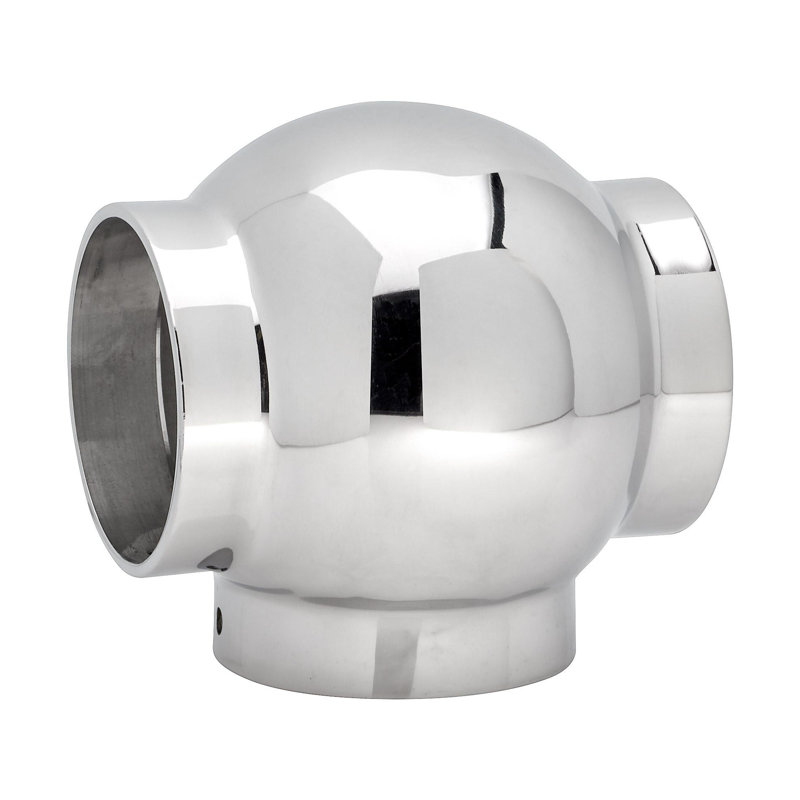 Té à bille en acier inoxydable poli de 2 po de diamètre x 3 3/8 po de hauteur pour barre de 2 pouces