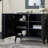 Matte Black Oak Cabinet with Grooved Handles