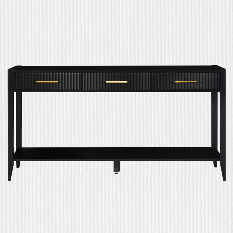 60" Storage Console Table, Black