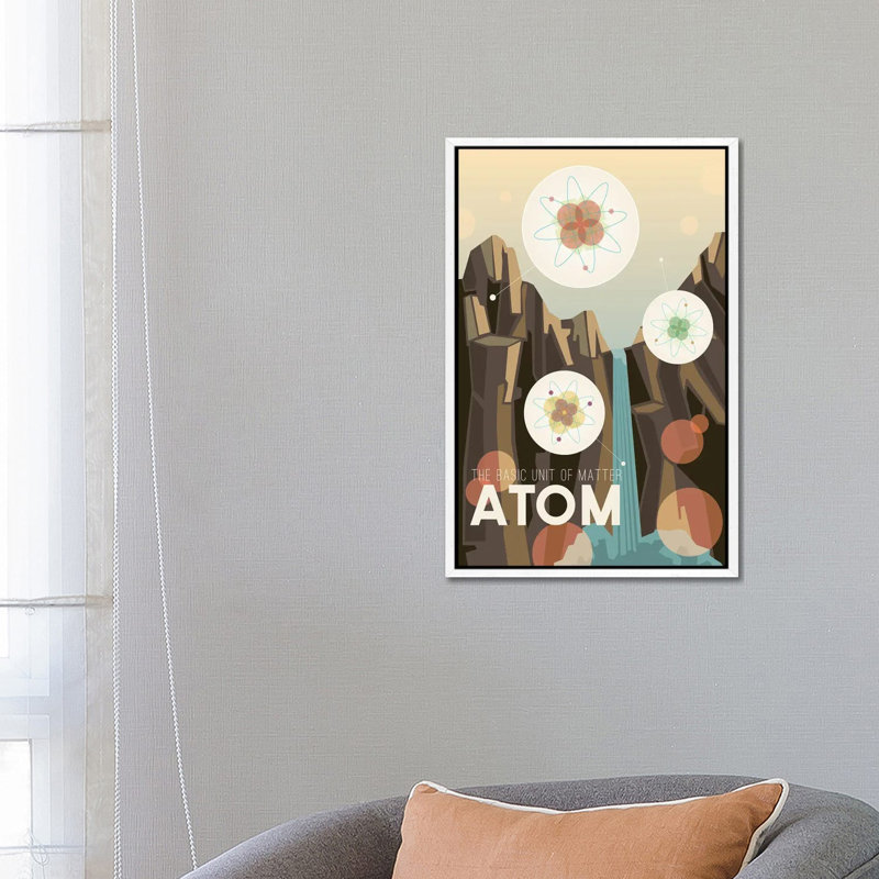 A is for Atom 1 Piece Single Picture Frame and Floater Frame Wall Art on Canvas, 66.04 cm H x 45.72 cm W, Black Framed Canvas